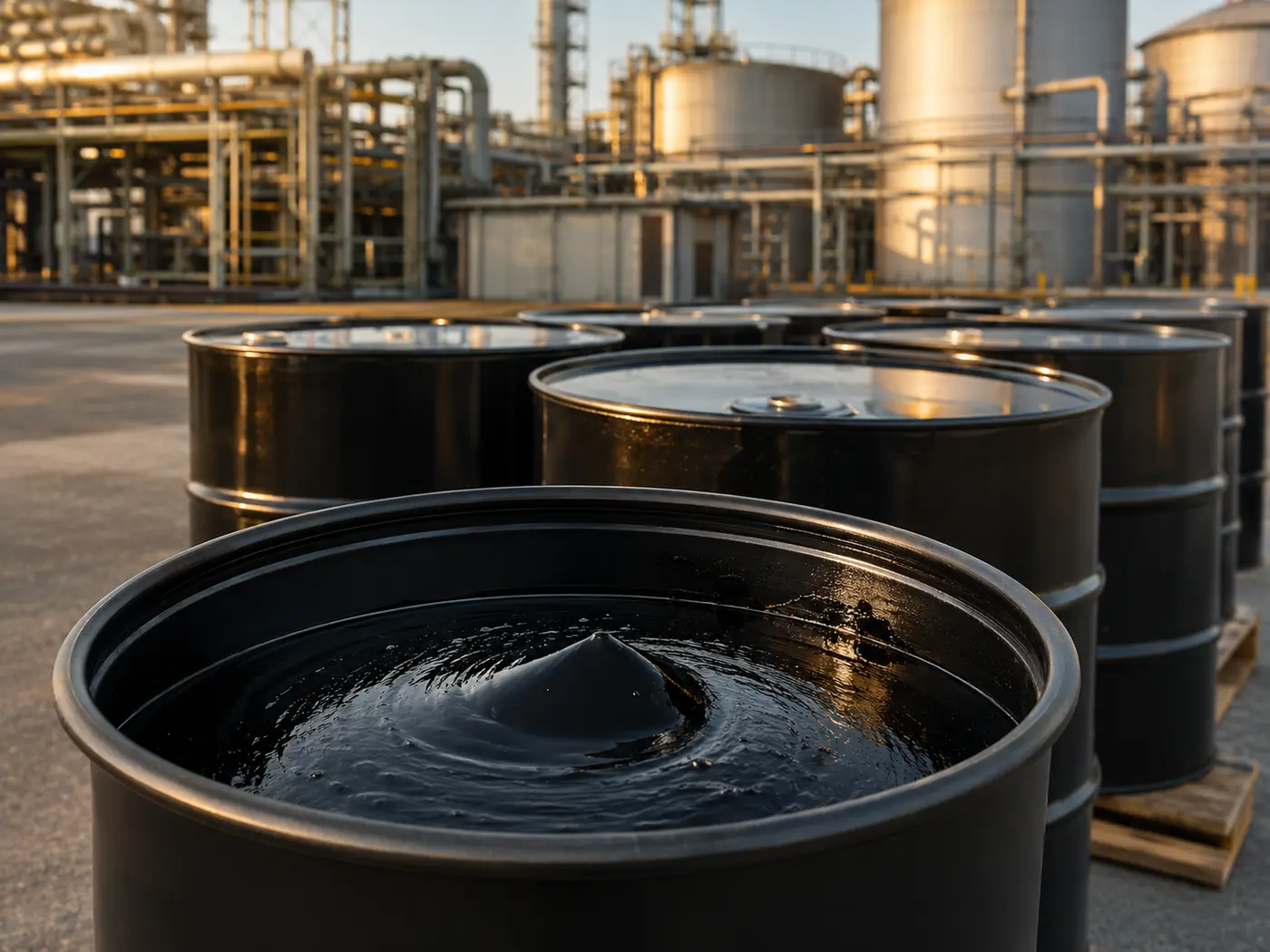 Industrial bitumen drums and storage facility