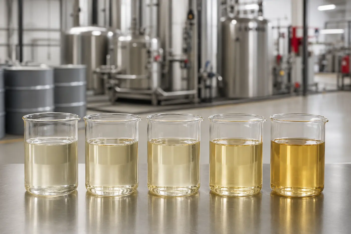 Mineral base oil samples and industrial storage tanks